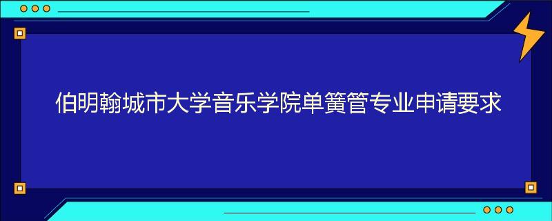 伯明翰城市大学音乐学院单簧管专业申请要求