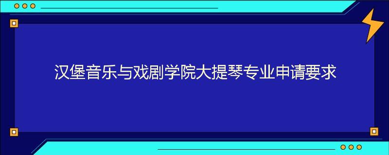 汉堡音乐与戏剧学院大提琴专业申请要求