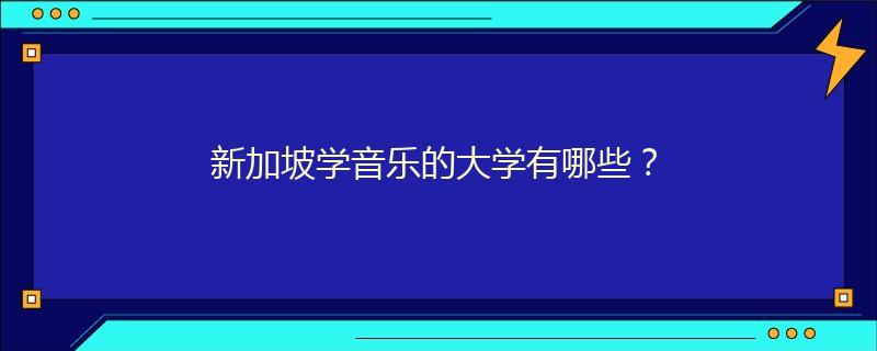 新加坡学音乐的大学有哪些？